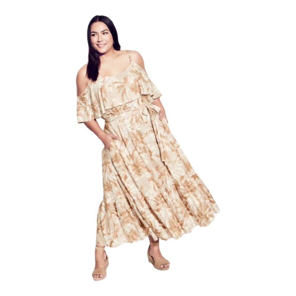 ARNA YORK Nova Midi Dress - natural 22/24 Neutral Colorway Romantic Flowing